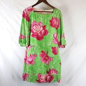 Lilly Pulitzer Green And Pink Koi Fish Floral Dress